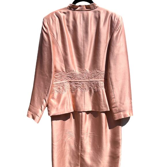 Talbots Peach/Pink Silk 2-Piece Dress Suit - Size 12 - Picture 7 of 13